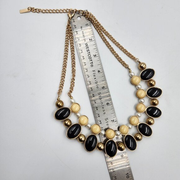 Black, Gold, Pearl Statement Necklace - Picture 9 of 9